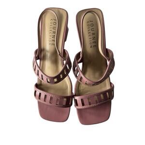 Journee Collection Womens Ismay Faux Leather Slingback Sandals Shoes 10 Low Heel